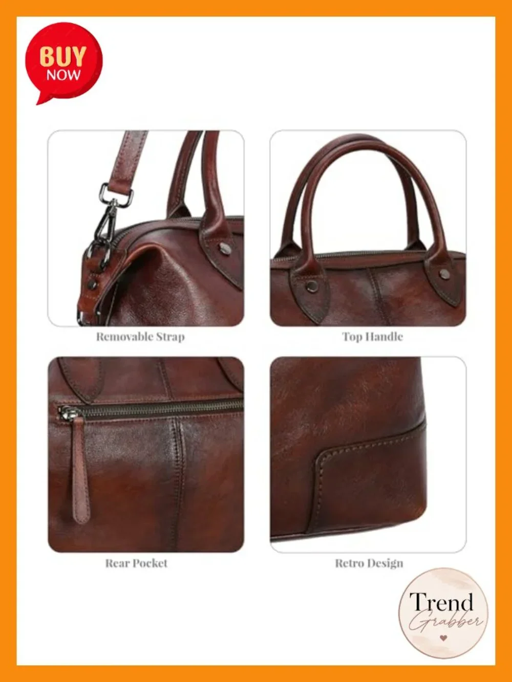 Genuine Leather Satchel Tote Bag Large Capacity Top Handle Handbag Vintage